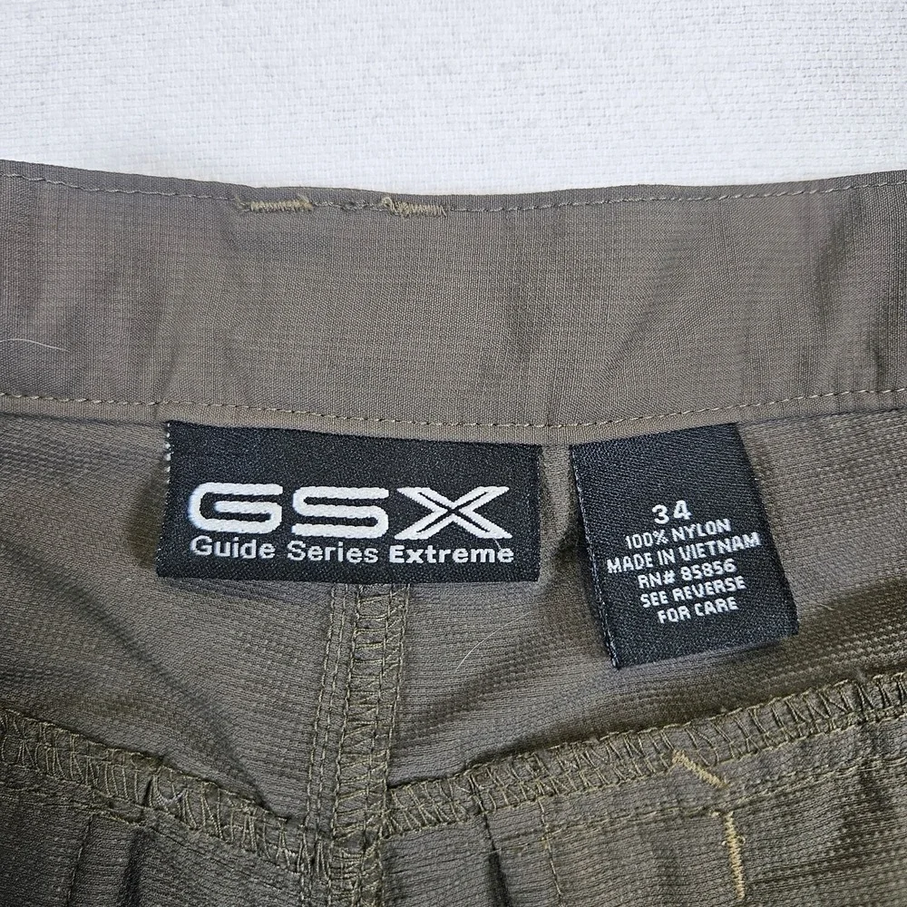 Guide Series Extreme GSX mens olive green cargo shorts size 34 nylon solid flat